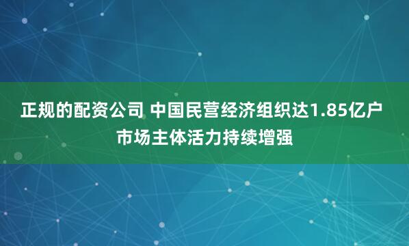 正规的配资公司 中国民营经济组织达1.85亿户 市场主体活力持续增强